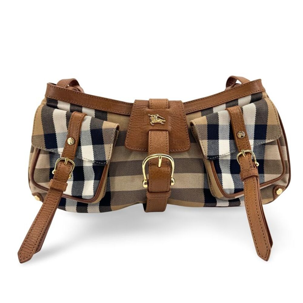 Burberry Shoulder Bag Nova Check Coated Canvas Black Canvas Shoulder Bag Bag